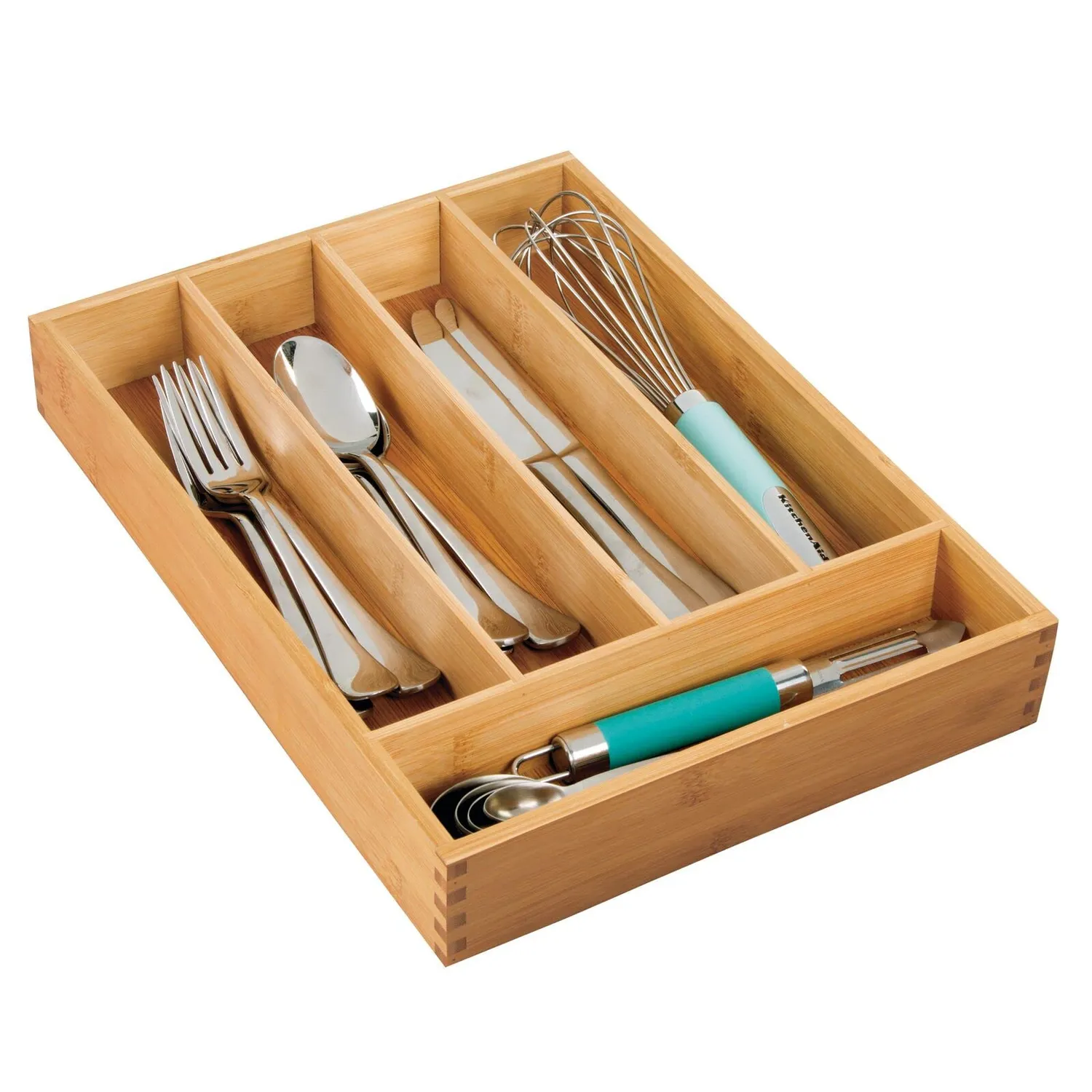 mDesign Besteckkasten Schubladen Organizer Bambus 35,6 cm