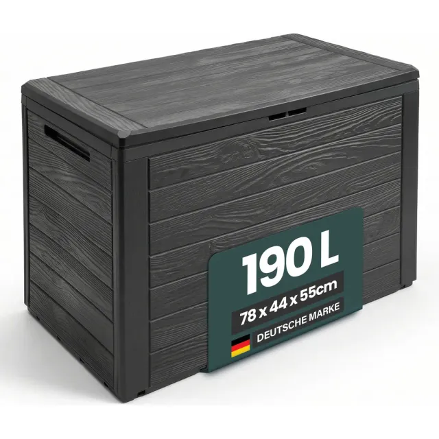 Kreher Wood Kissenbox 190 Liter Anthrazit Holzoptik frostsicher