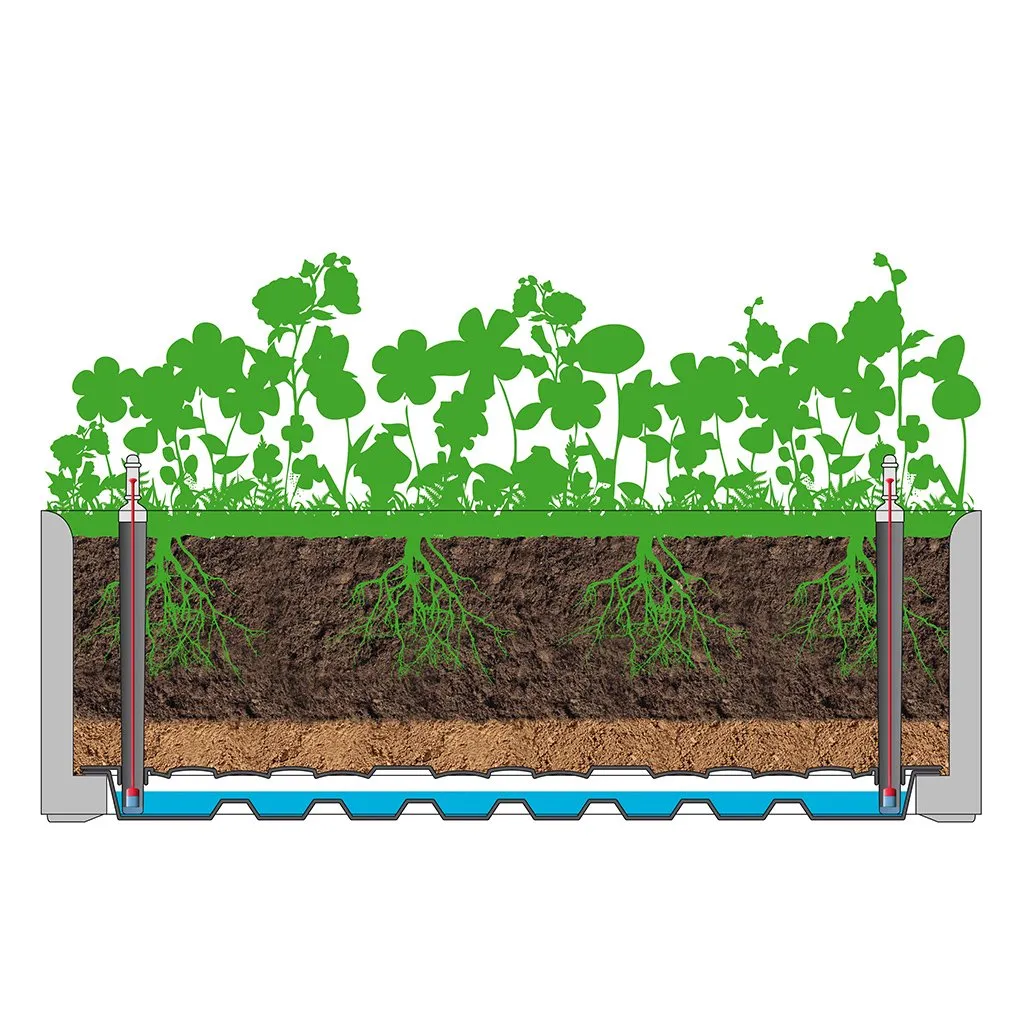Kreher XL Pflanzkasten Rattan 100cm Weiß 90L Wasserspeicher