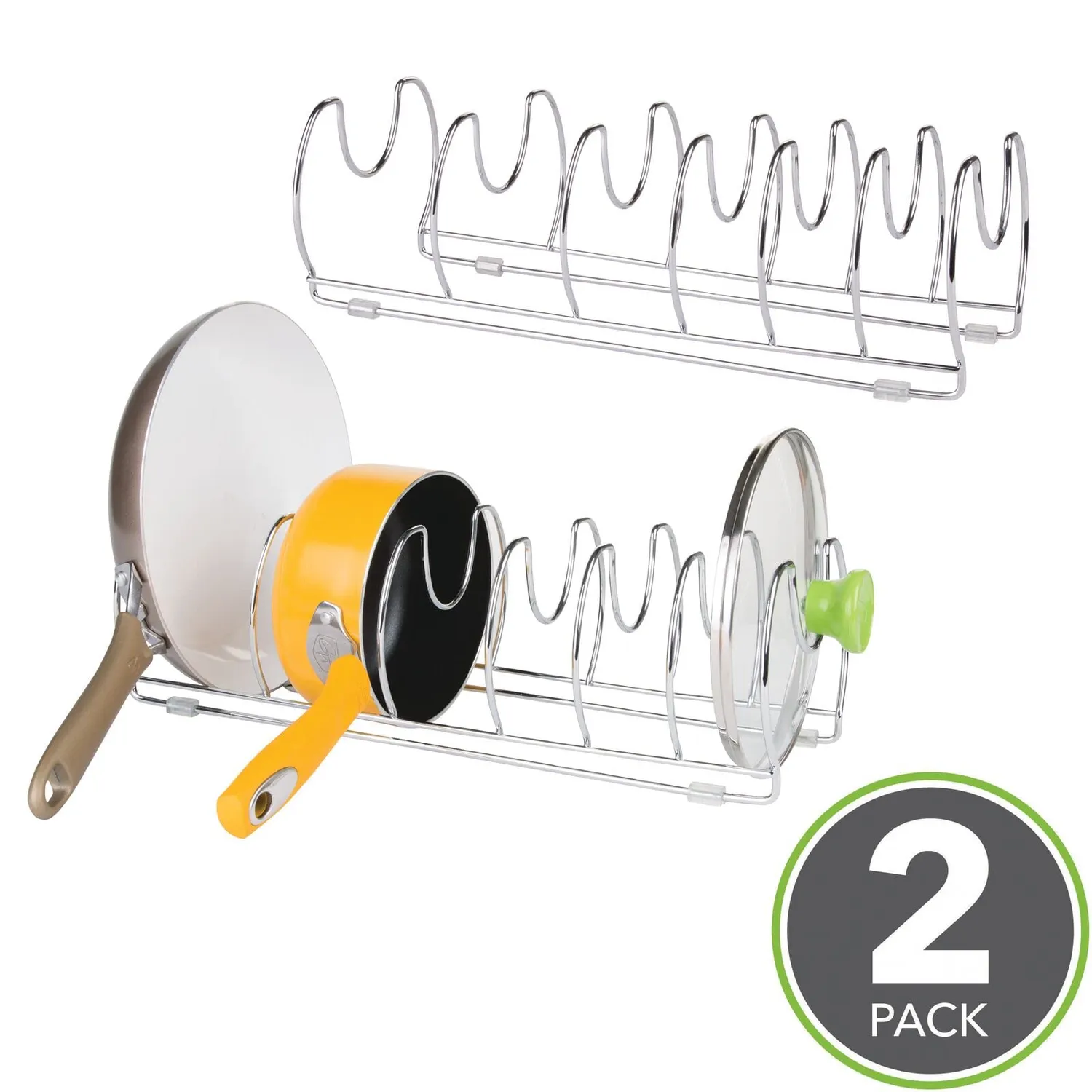 mDesign Pfannenhalter Topfdeckelhalter Chrom 2er-Set
