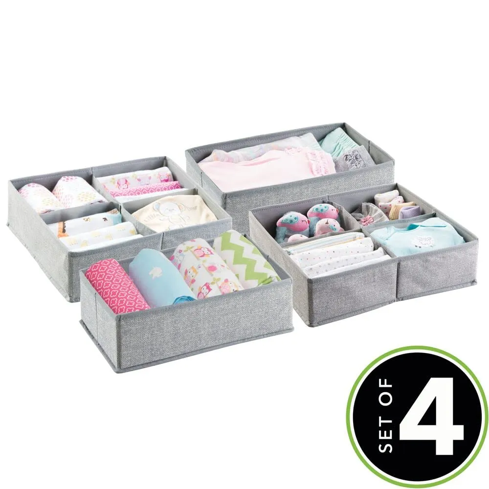 mDesign Aufbewahrungsbox 4er-Set grau Kunststoff leicht
