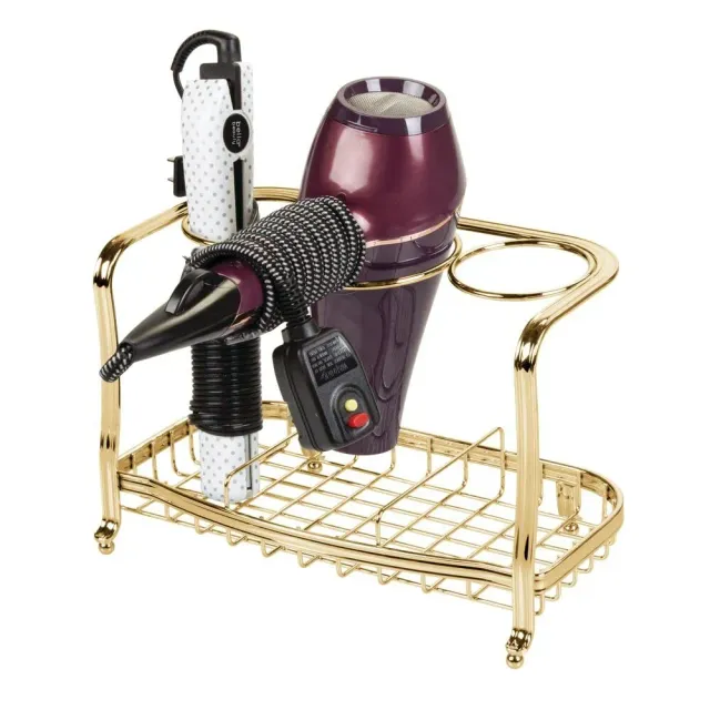 mDesign Fönhalter freistehend kupfer 3-Fächer Badorganizer