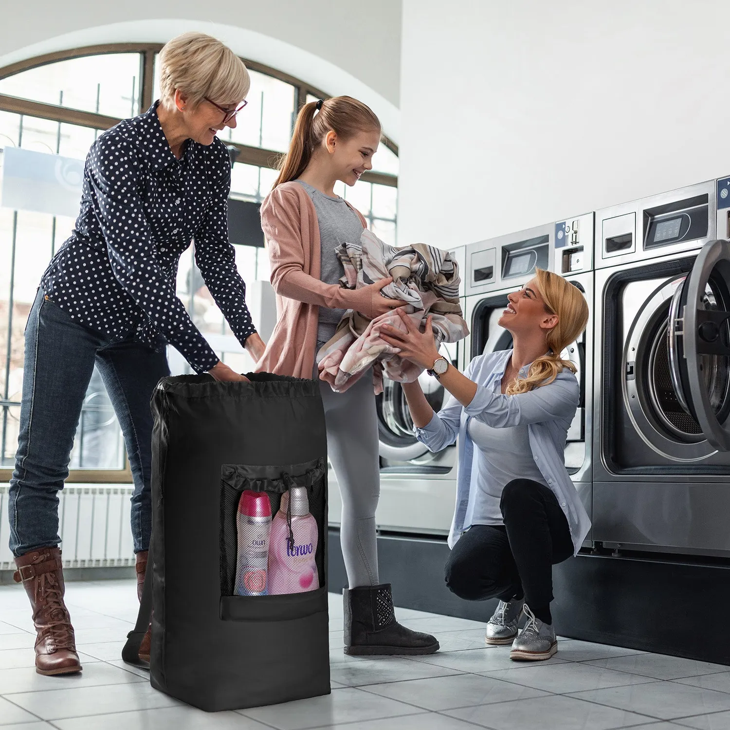 Lifewit Wäscherucksack 90L Oxford Schwarz mit Gurten