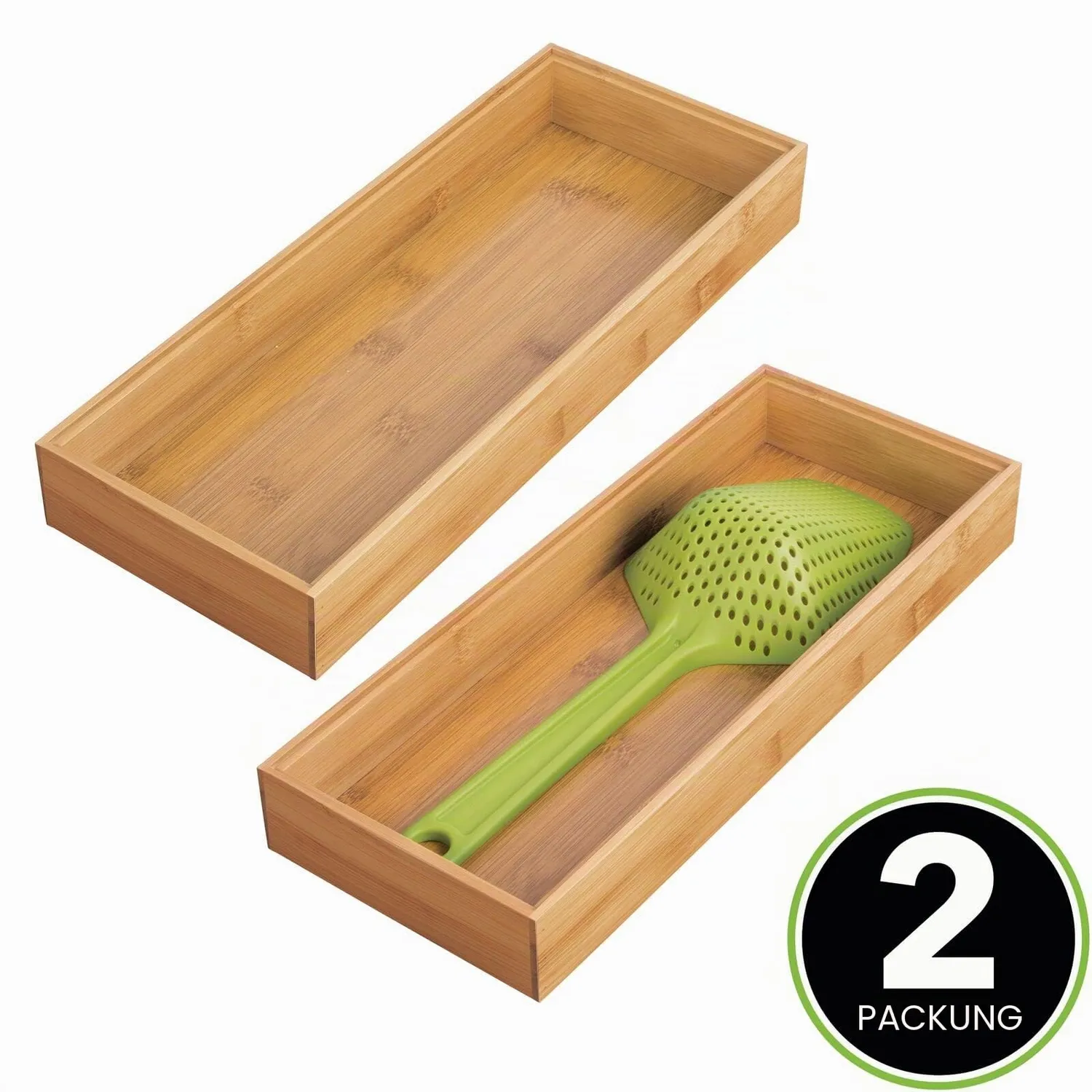 mDesign 01623MDKEU Besteckeinsatz Bambus 2er-Set hellbraun