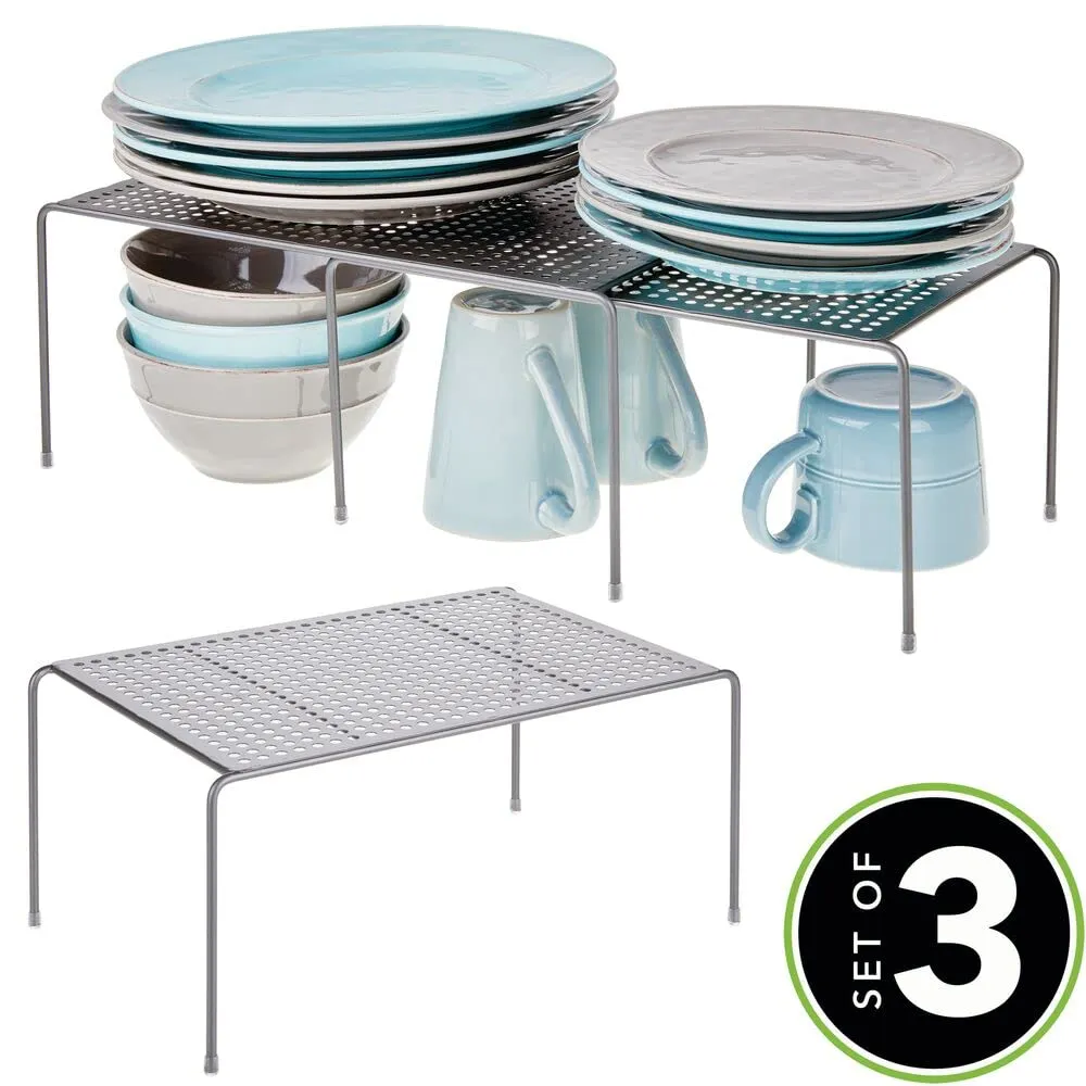 mDesign 02602 Küchenregal 3er Set grau ausziehbar Metall