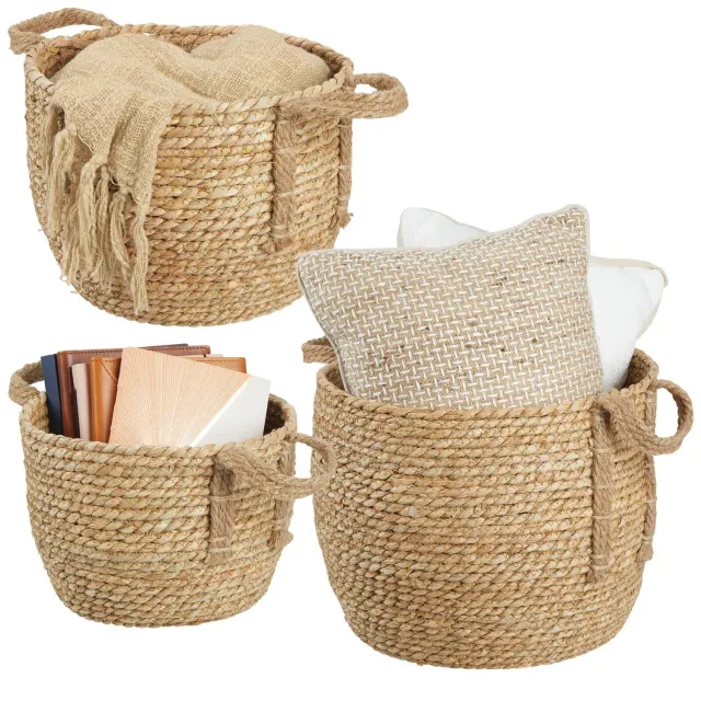 mDesign Seegras Aufbewahrungskorb 3er Set Flechtkorb natur