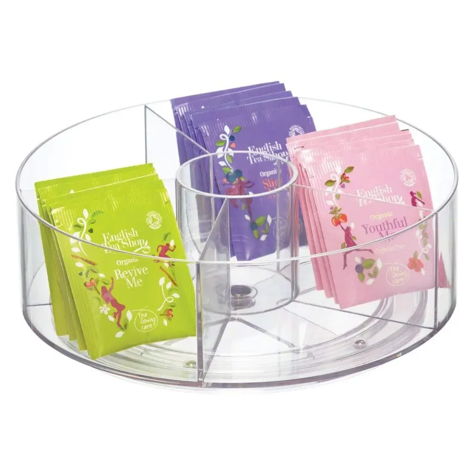mDesign Lazy Susan Drehteller 5 Fächer Transparent
