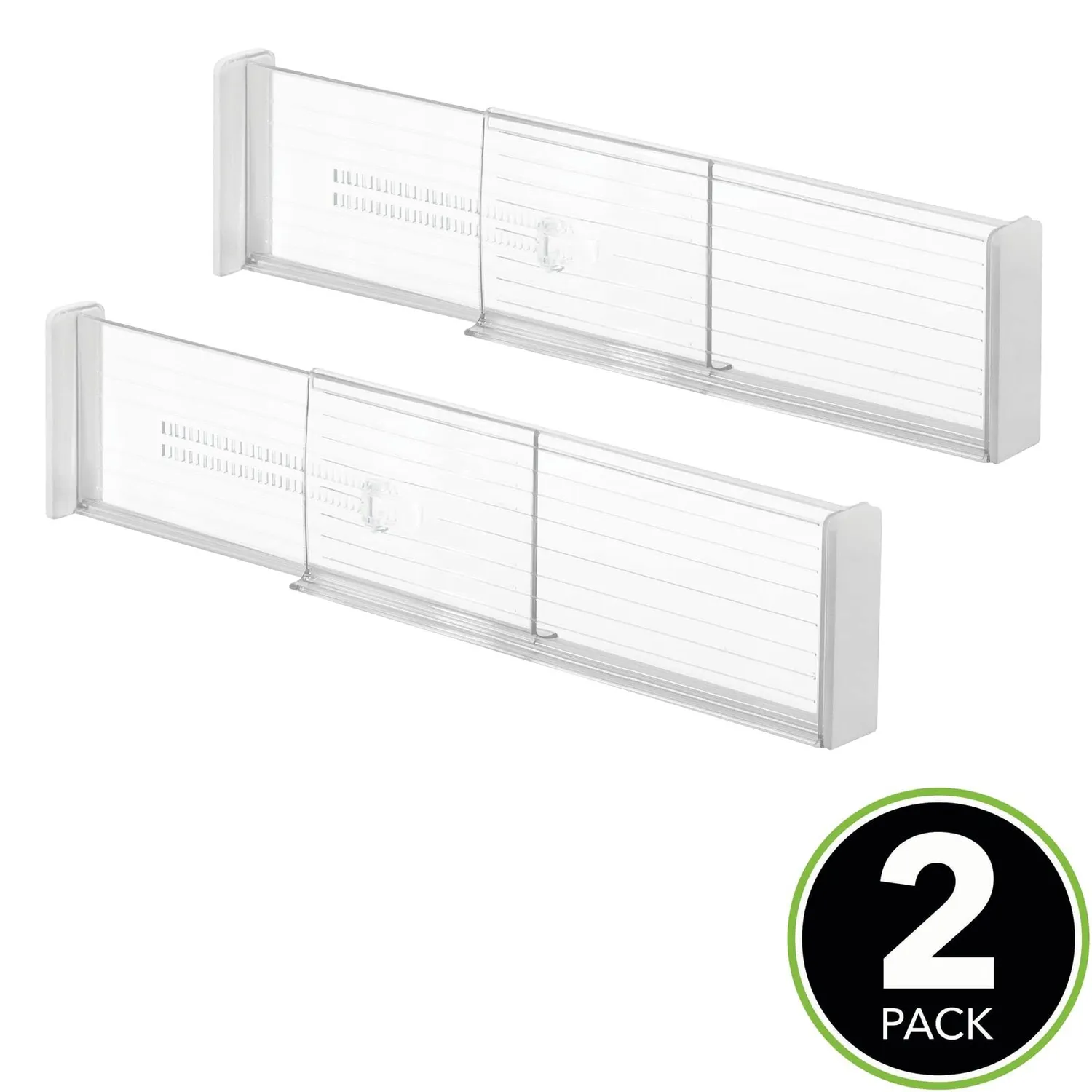 mDesign Schubladen-Organizer Kunststoff Trennwand 2er-Set Transparent