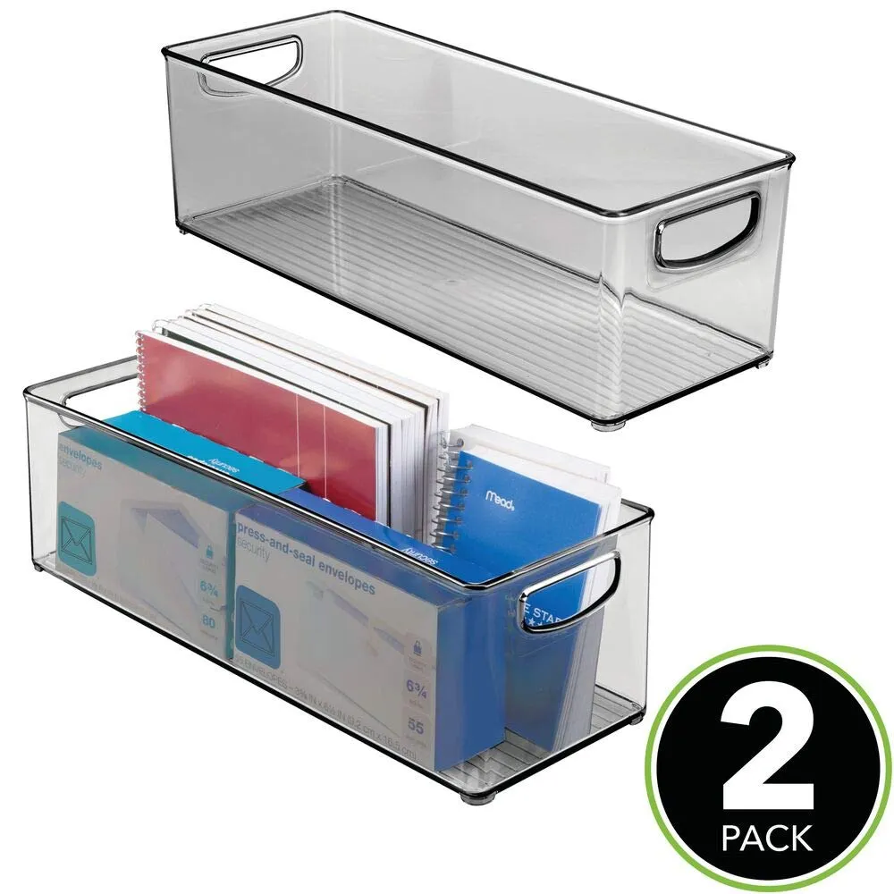 mDesign Aufbewahrungsbox mit Griff 2er-Set grau 40,6 cm