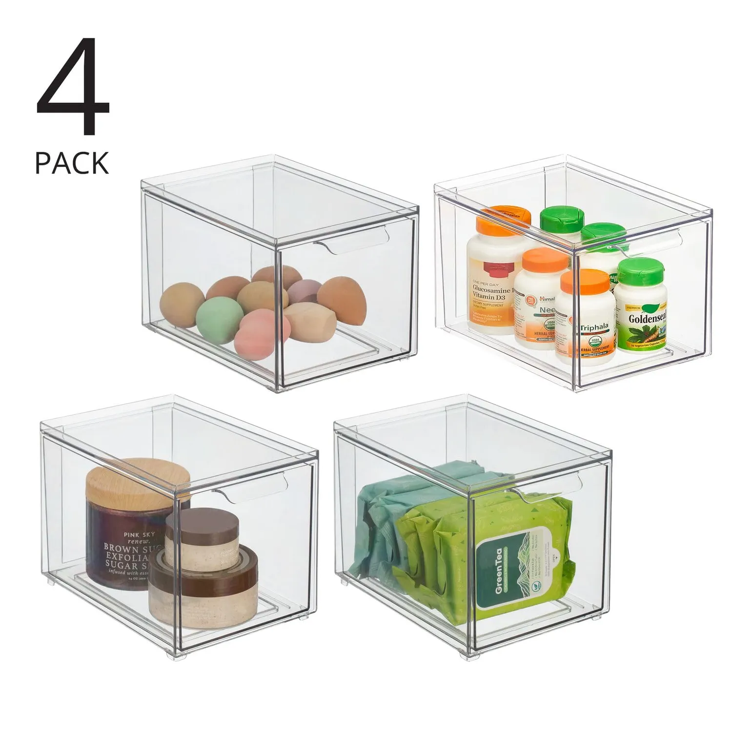 mDesign Kosmetikorganizer Schubladenbox 4er-Set transparent