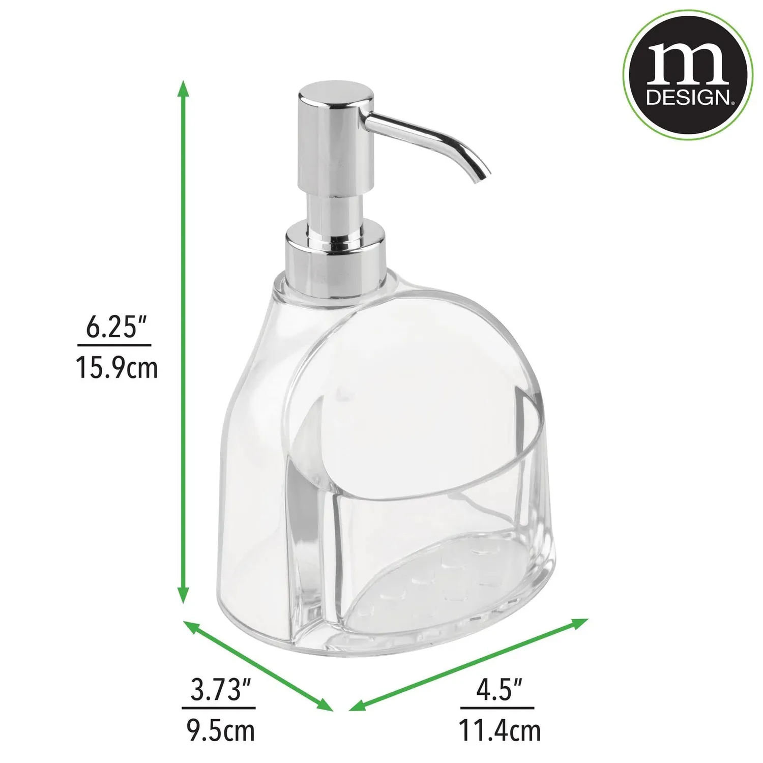 mDesign Seifenspender 312 ml Schwammhalter transparent