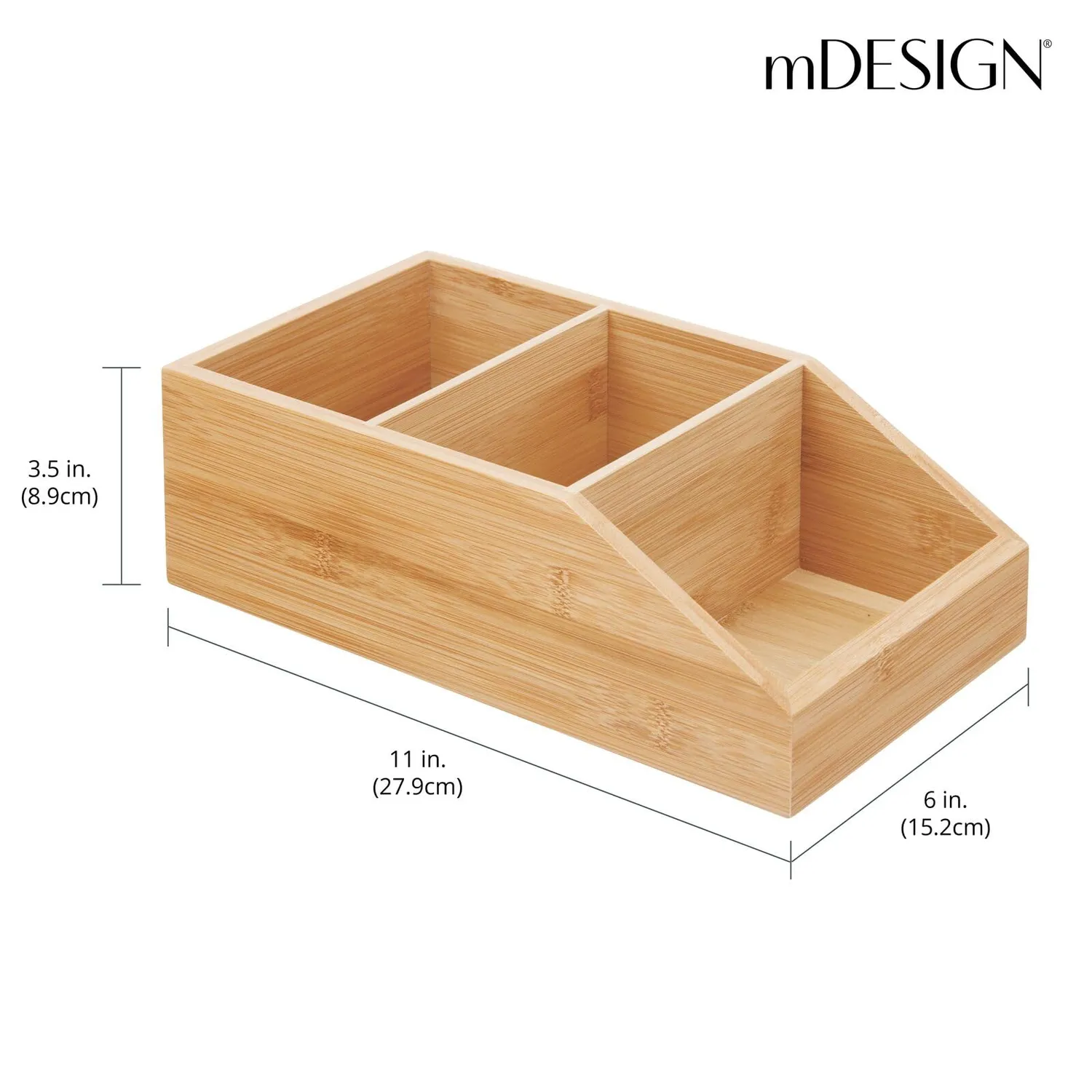 mDesign Bambus Ordnungsbox Holzkiste bambusfarben offen