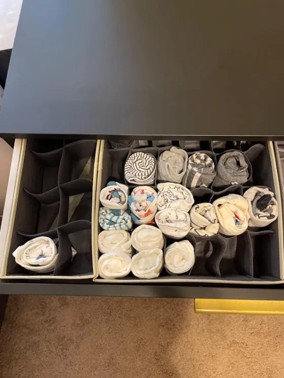Lifewit Schubladen Organizer Stoff grau 4er Pack für Wäsche