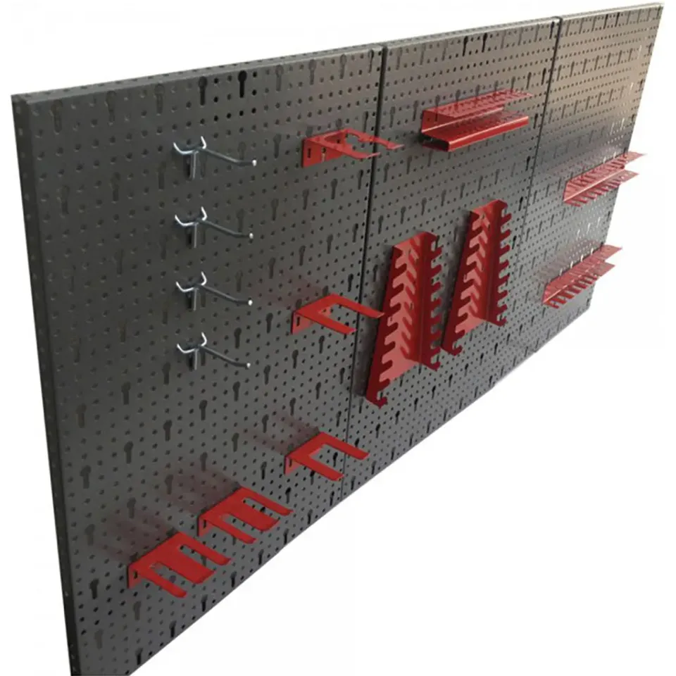 Kreher Werkzeuglochwand Metall 120x60 cm 14-tlg Hakenset grau