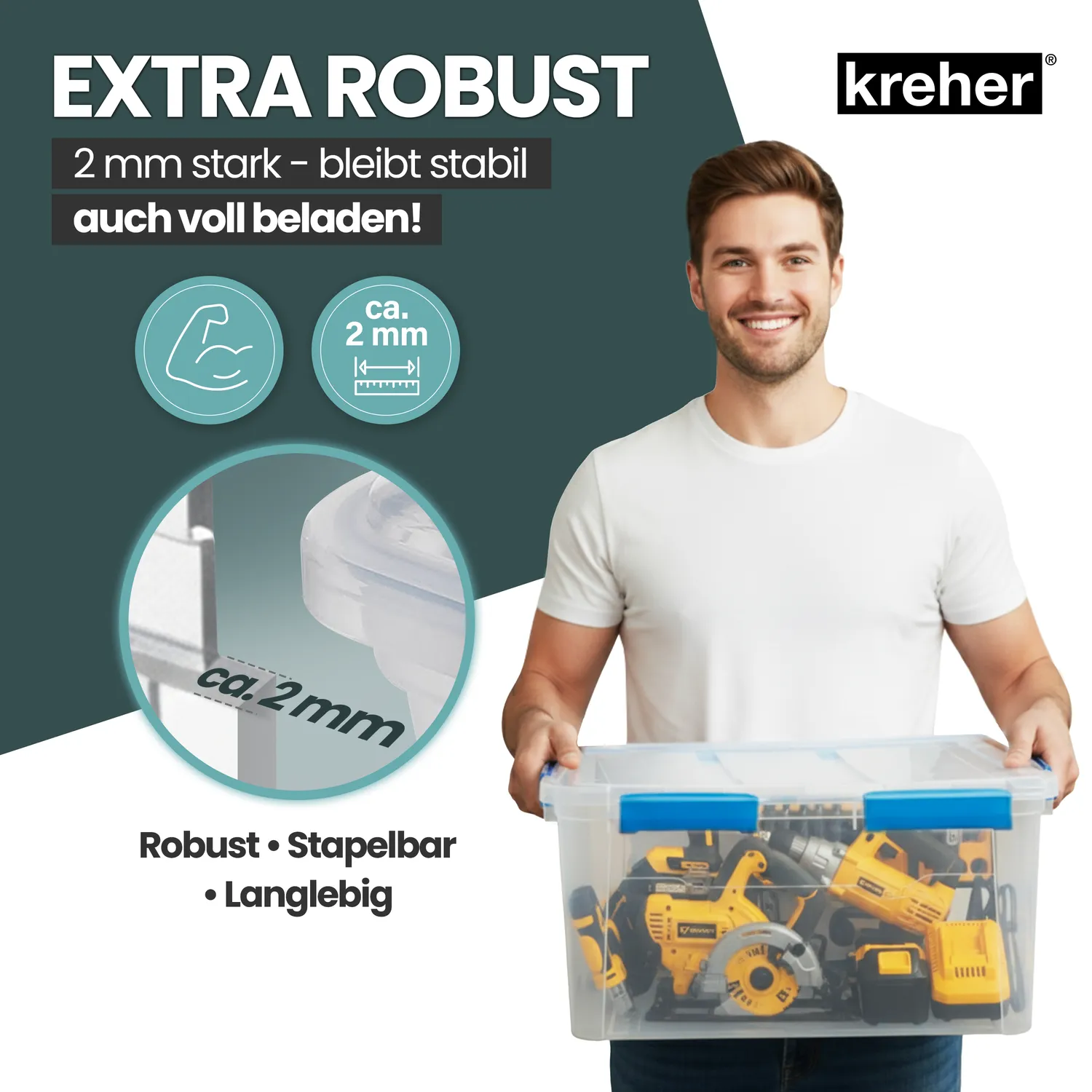 Kreher Box IP67 Aufbewahrungsbox 75 Liter 1er Set wasserdicht