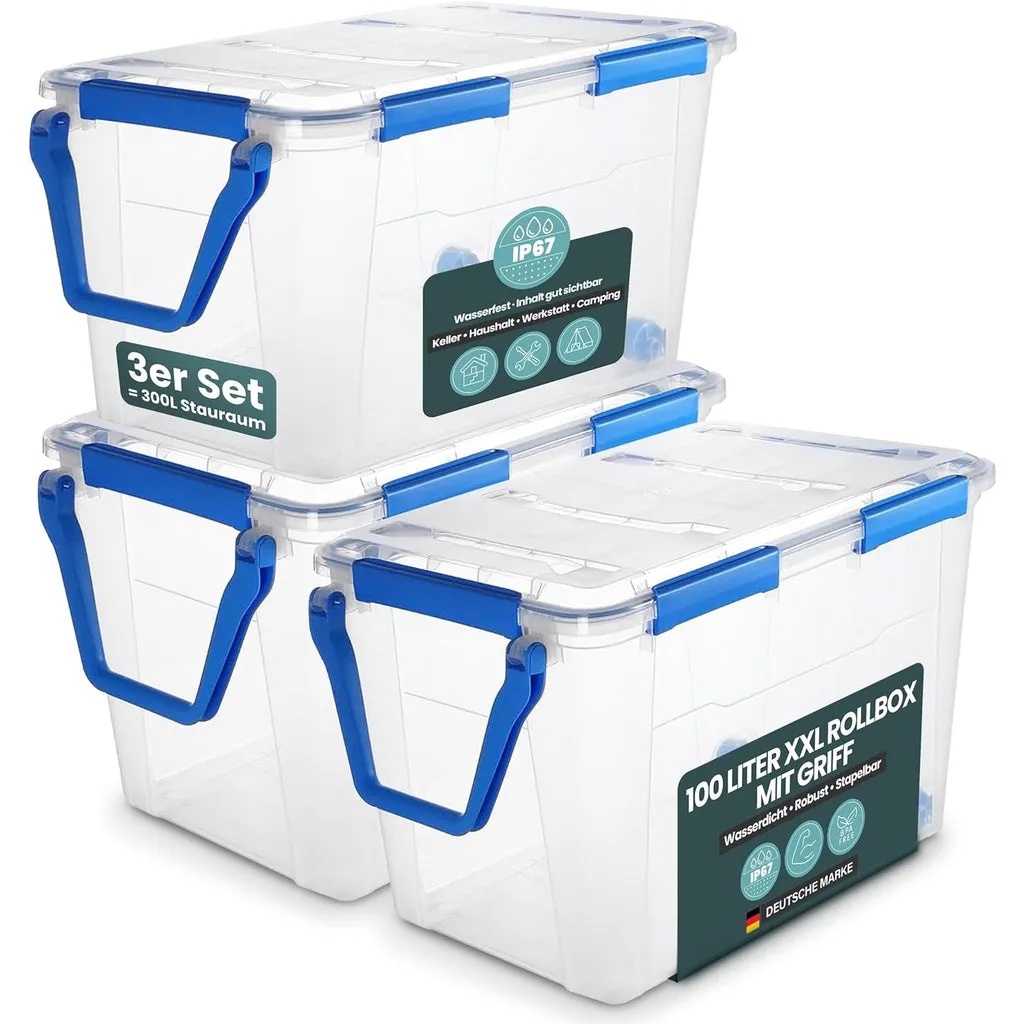 Kreher Box IP67 wasserdichte Box 100 Liter mit Rollen 1 Stück