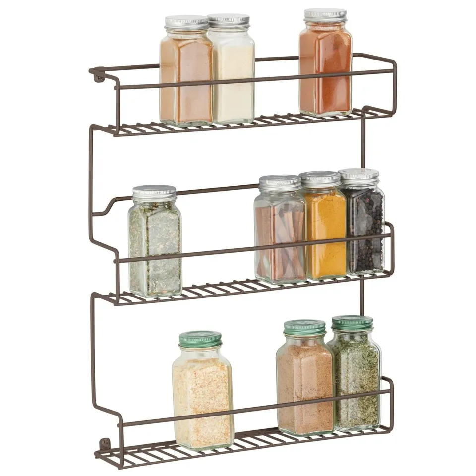 mDesign Küchenregal Metall 3 Ebenen bronze selbstklebend
