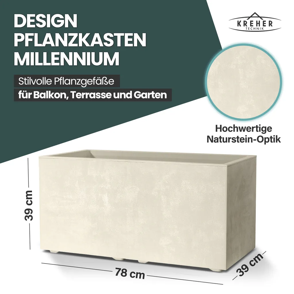 Kreher Millennium 73L Pflanzkübel Creme Weiß rechteckig