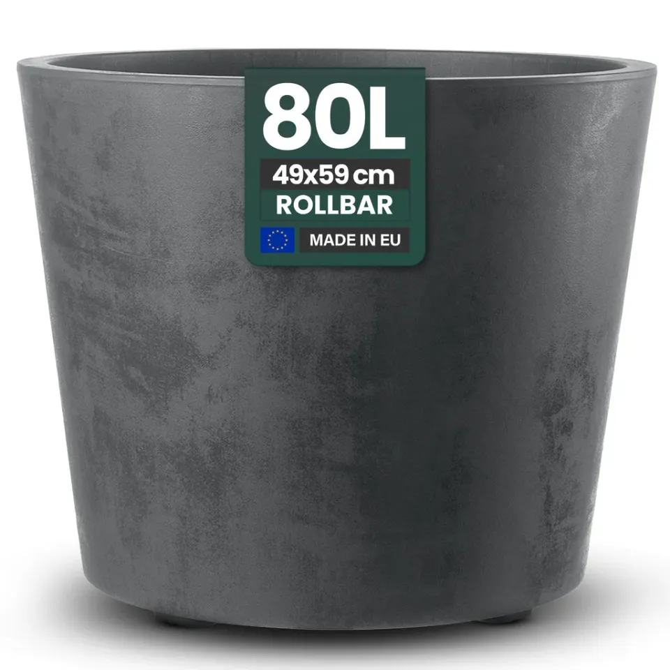 Kreher Millennium Pflanzkübel 80 Liter anthrazit Rollen