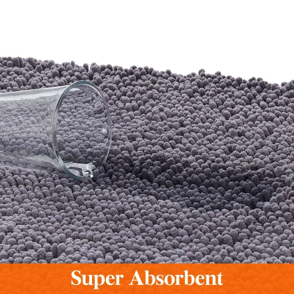 Lifewit Badematte Chenille grau 43x61 cm rutschfest