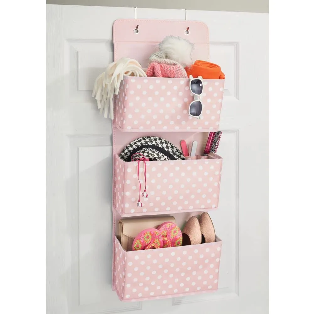 mDesign Hängeorganizer 2er-Set Tür rosa/weiß 3 Taschen