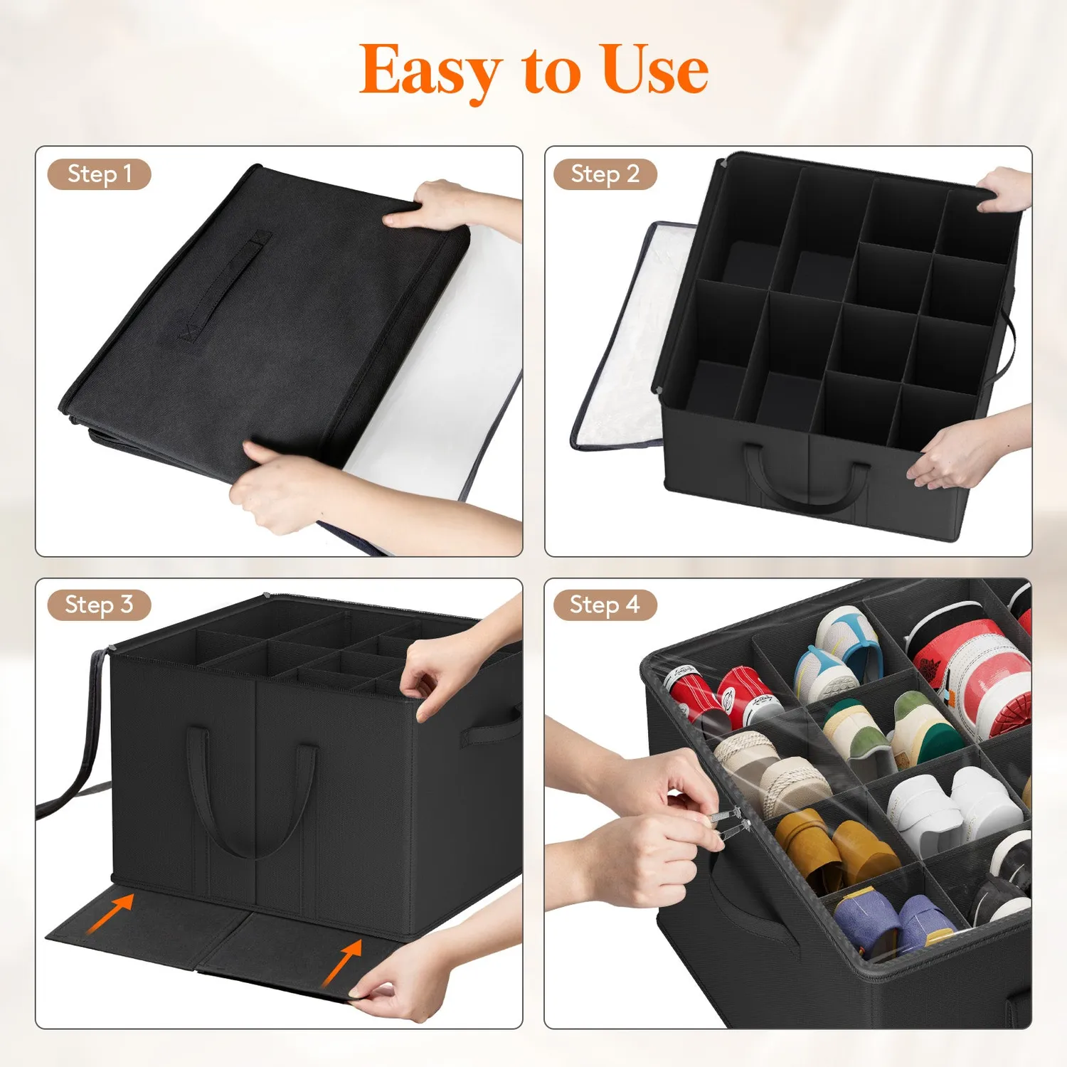 Lifewit Schuh-Organizer Schwarz 43x43x32 cm 2er-Set stapelbar