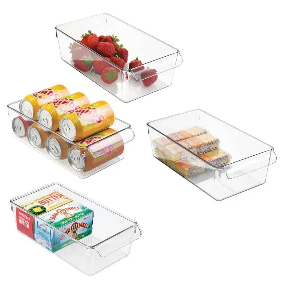 mDesign Aufbewahrungsbox groß transparent 4er Set mit Griff