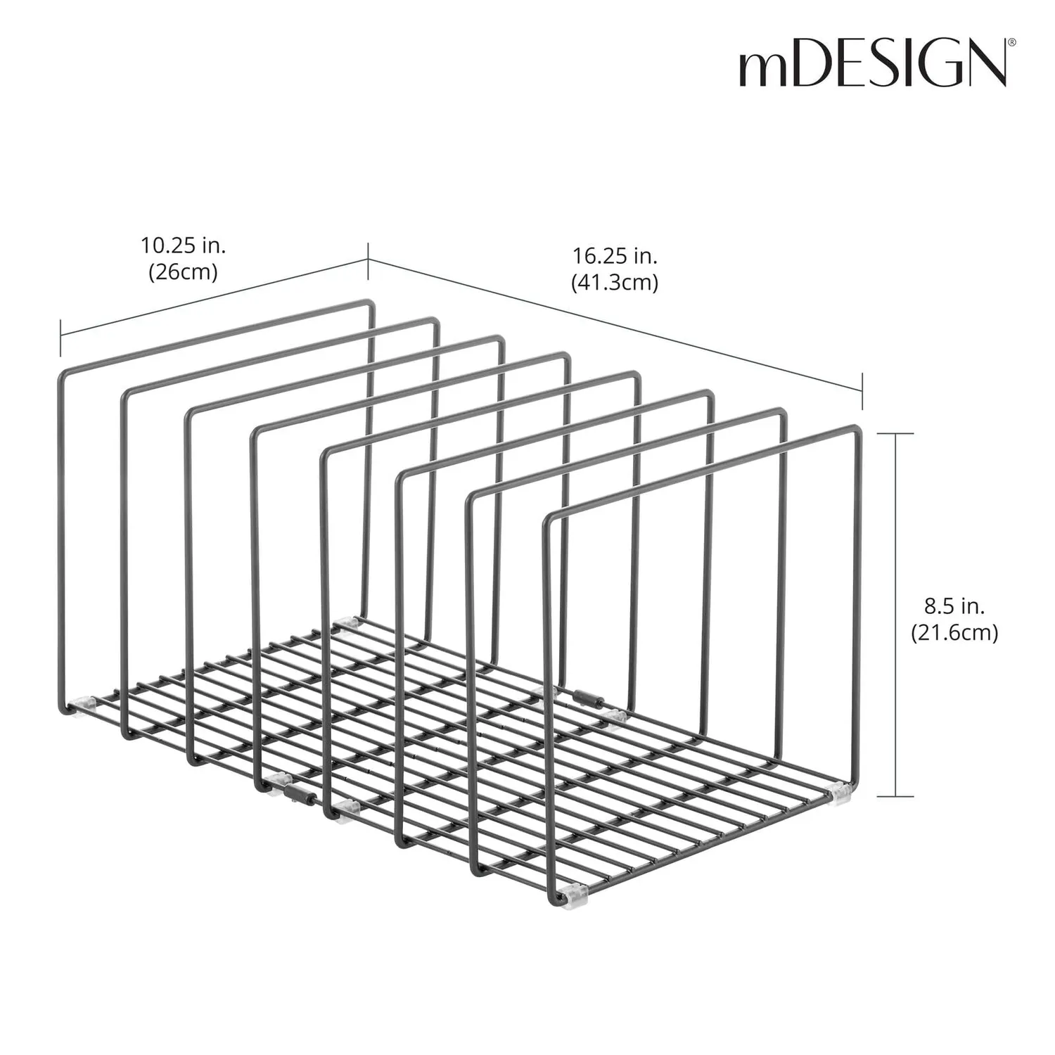 mDesign Pfannenhalter Metall grau 8 Fächer extra breit