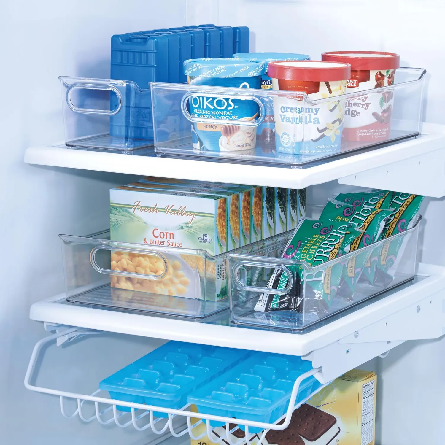 mDesign Kühlschrankbox transparent 35,6 cm mit Griff