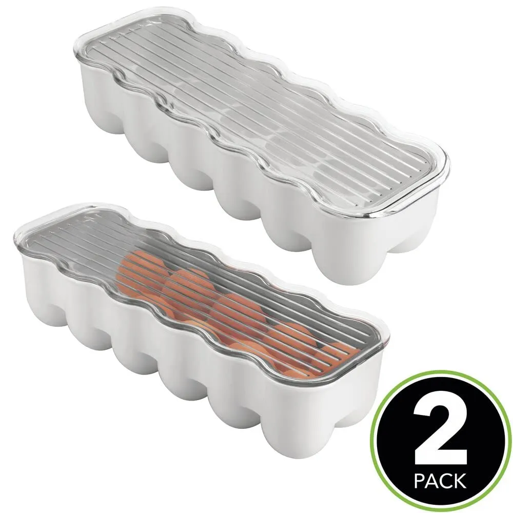 mDesign Eierbox Kühlschrank 24 Eier 2er Pack Hellgrau