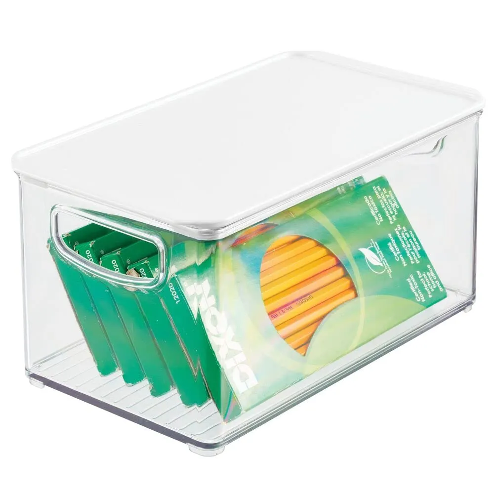 mDesign Schreibtischablage Box 4er-Set mit Deckel weiß