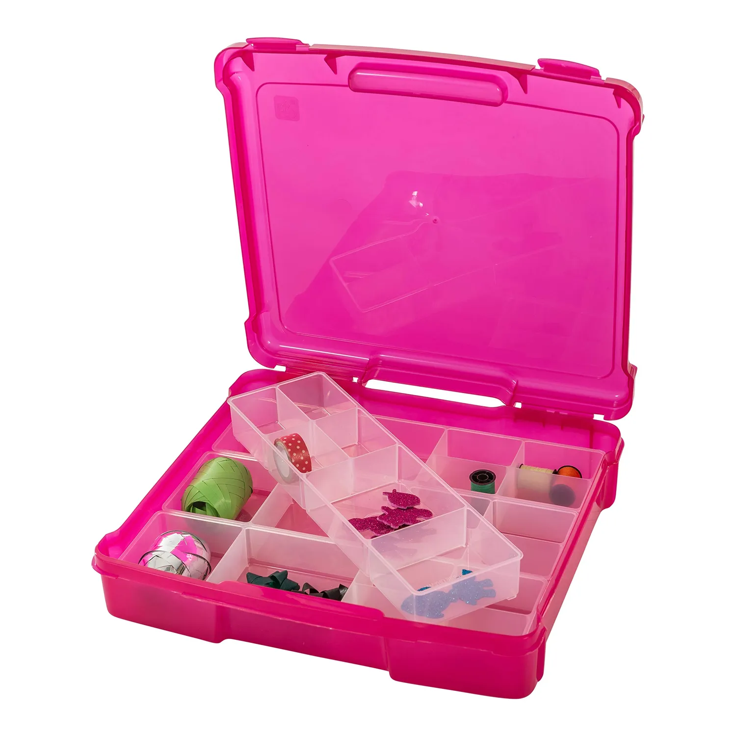 Iris Ohyama PJC-300 Sortierbox 24 Fächer pink transparent