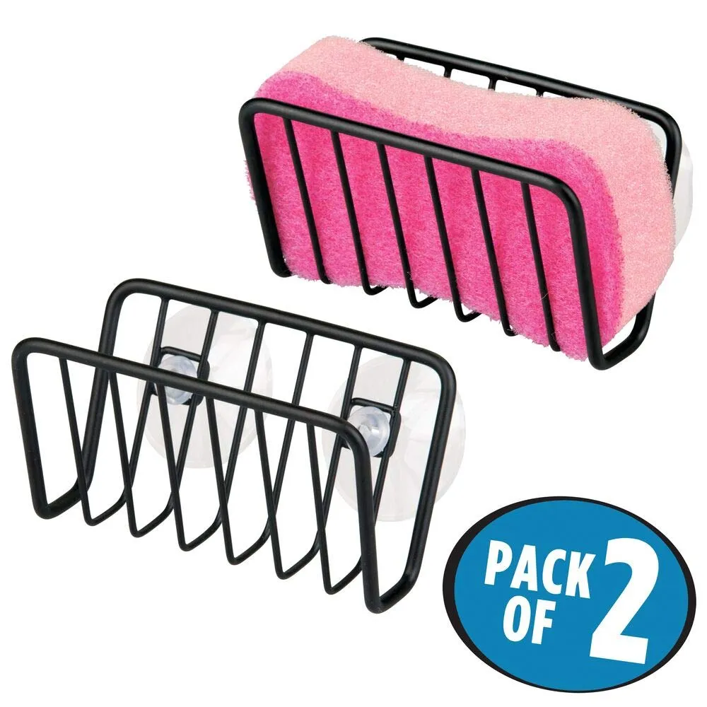 mDesign Schwammhalter Spüle 2er-Set mattschwarz mit Saugnapf