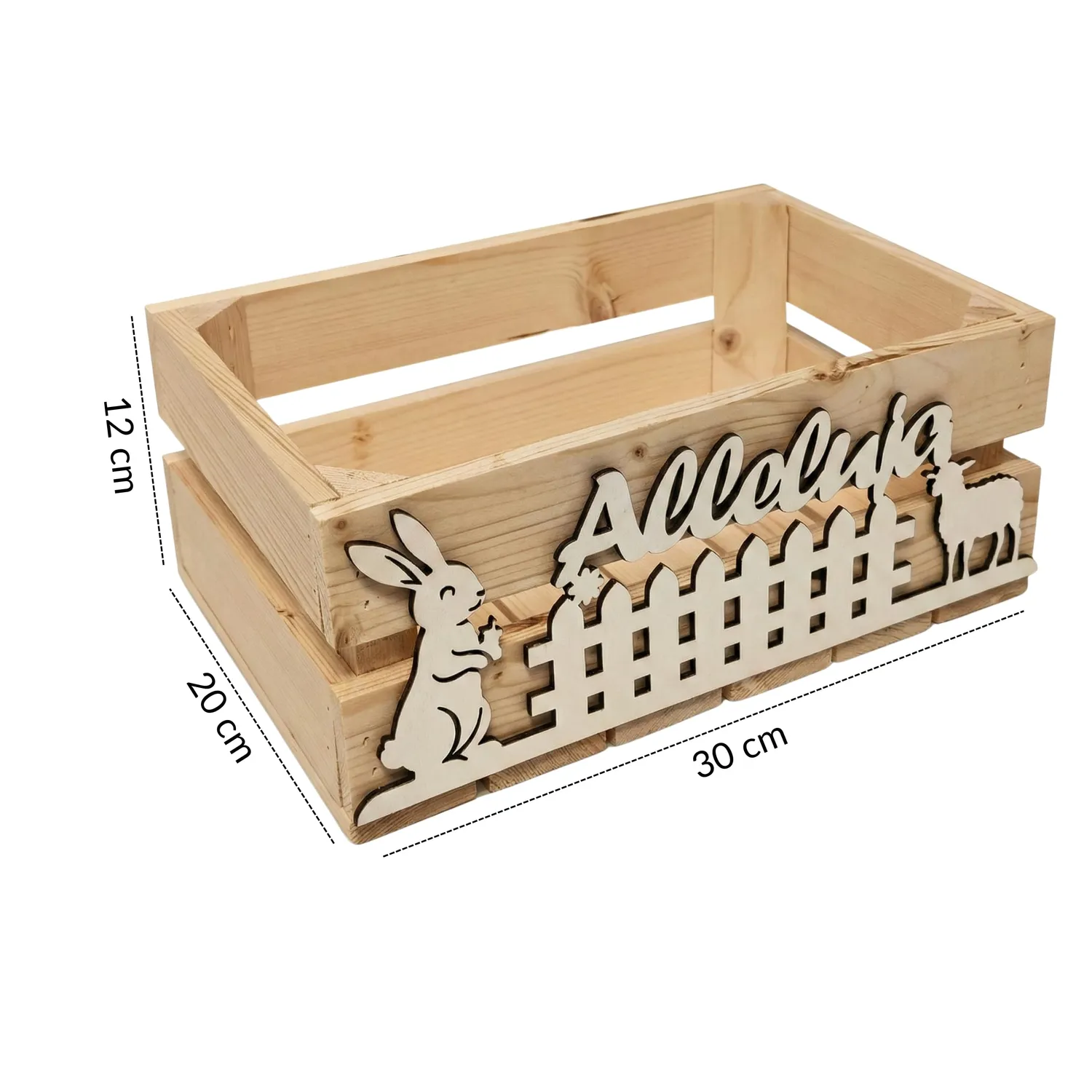 GoodFreshDecor Holzbox Ostern 30x20x12 cm Natur Hase Lamm