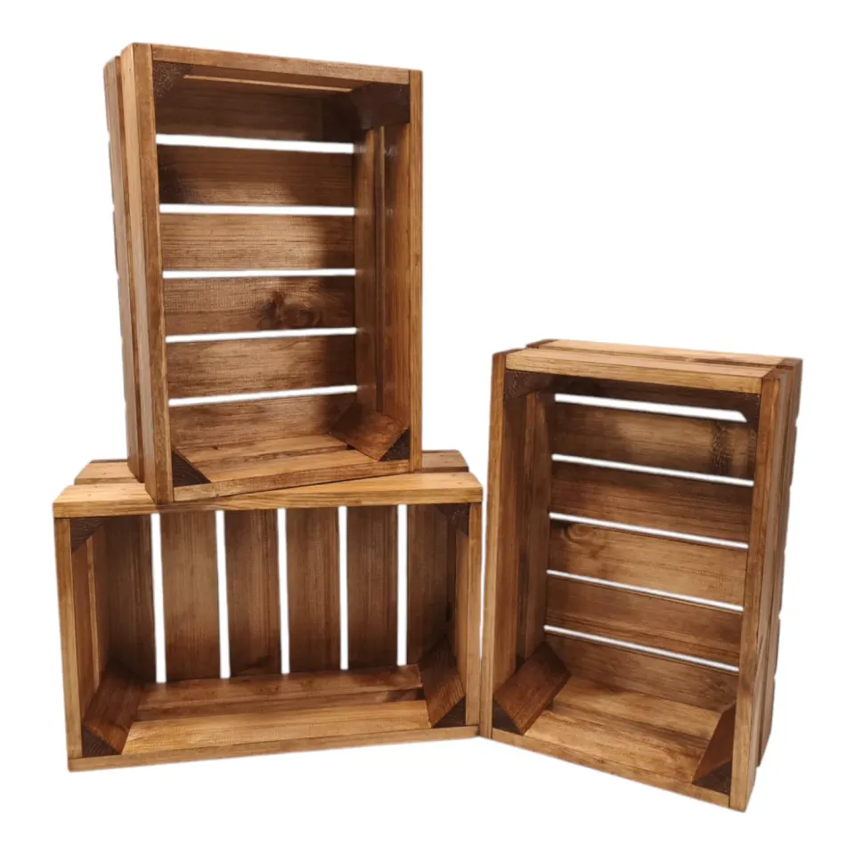 GoodFreshDecor Holzkisten 3er Set 30x20x12 cm braun
