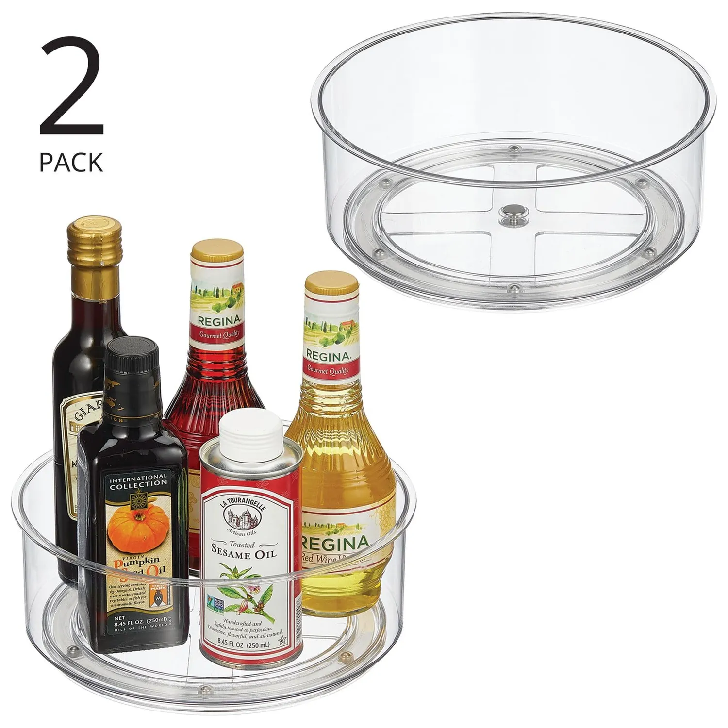 mDesign Gewürzregal drehbar Transparent 22,8cm 2er Set