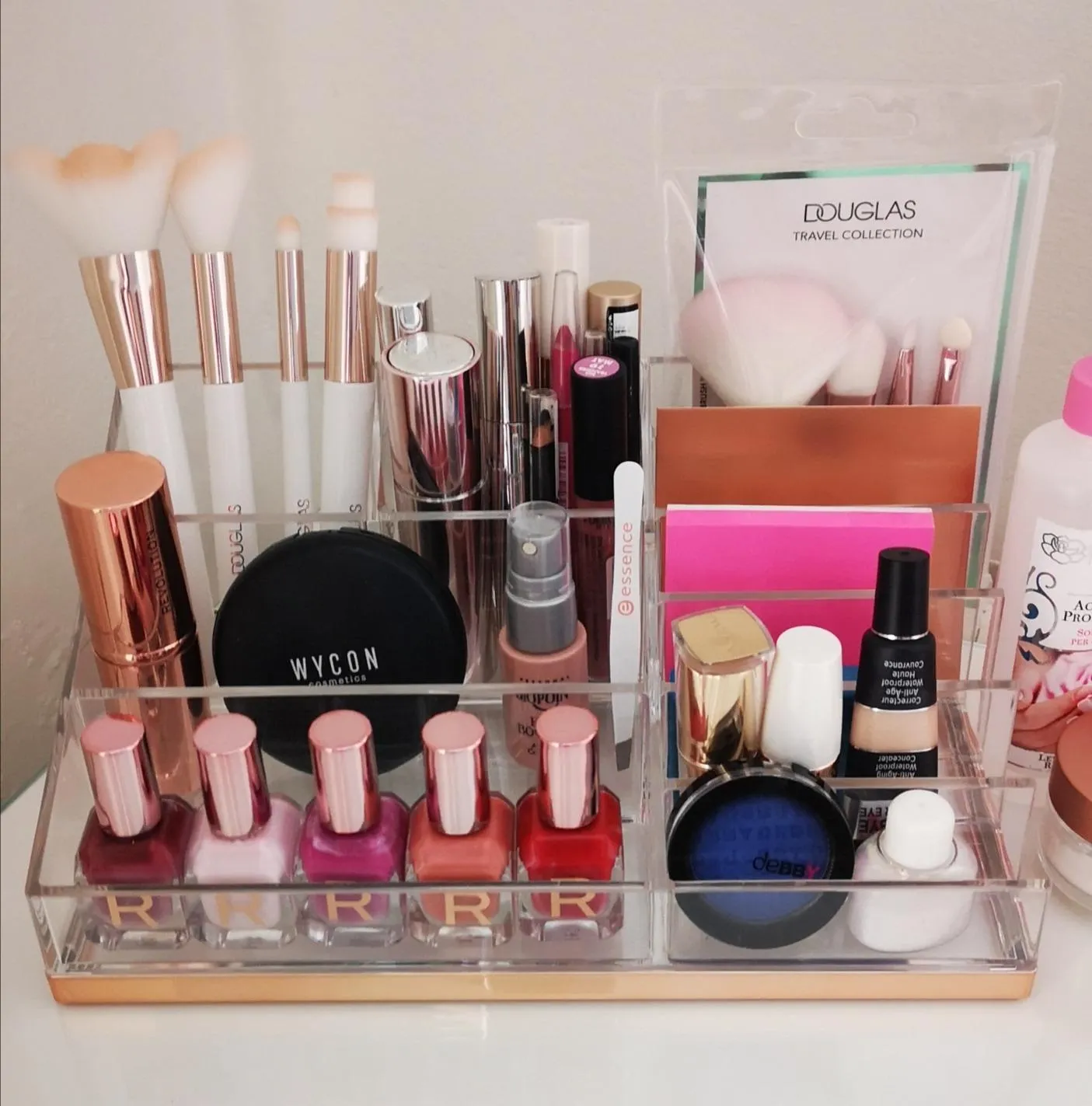 mDesign Kosmetik Organizer Rosegold 10 Fächer durchsichtig
