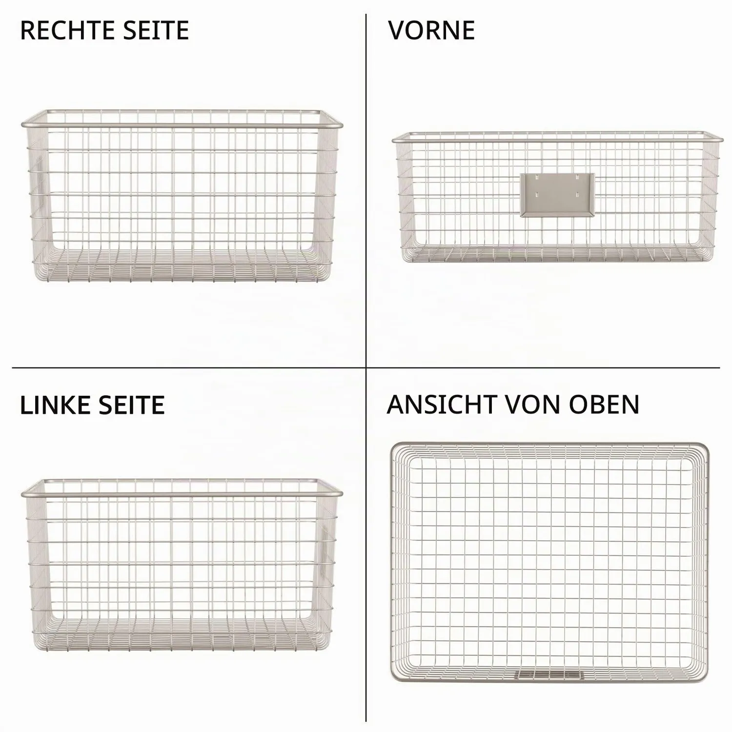 M Design Allzweckkorb Metall Drahtkorb 4er-Set mattsilber