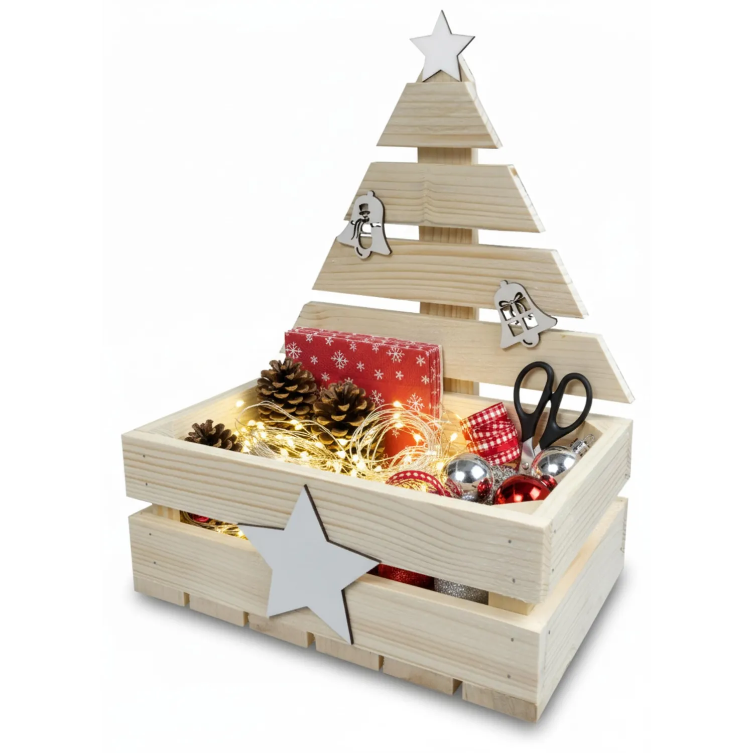 GoodFreshDecor Holzkiste Weihnachten Tannenbaum Kiste 30x20x40