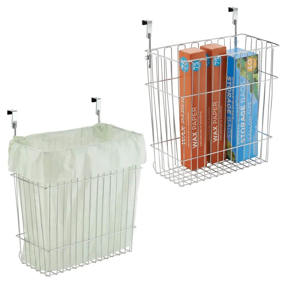 mDesign 01061MDKEU Hängekorb 2er-Set silber für Schranktür