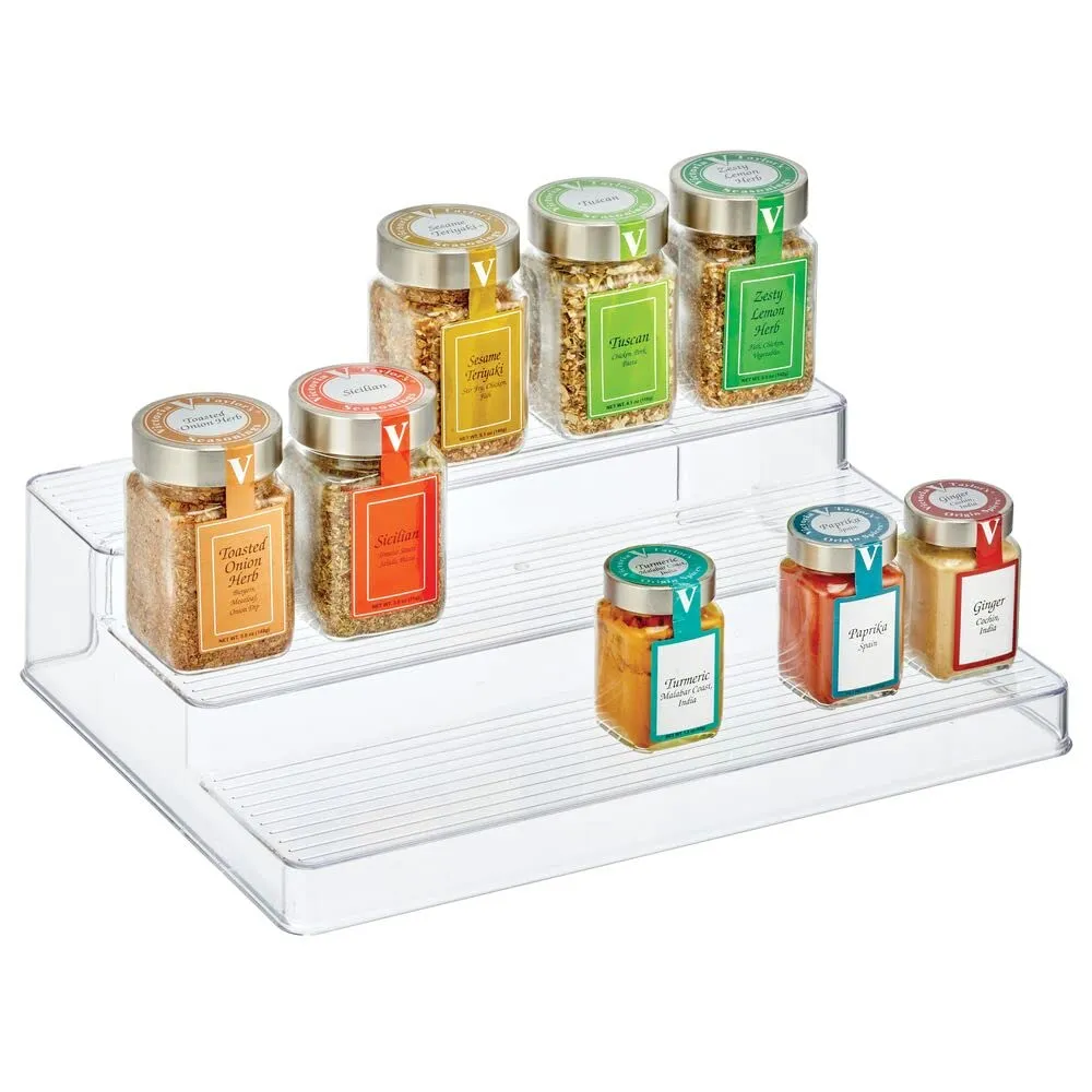 mDesign Gewürzregal 3 Ebenen Transparent Kunststoff
