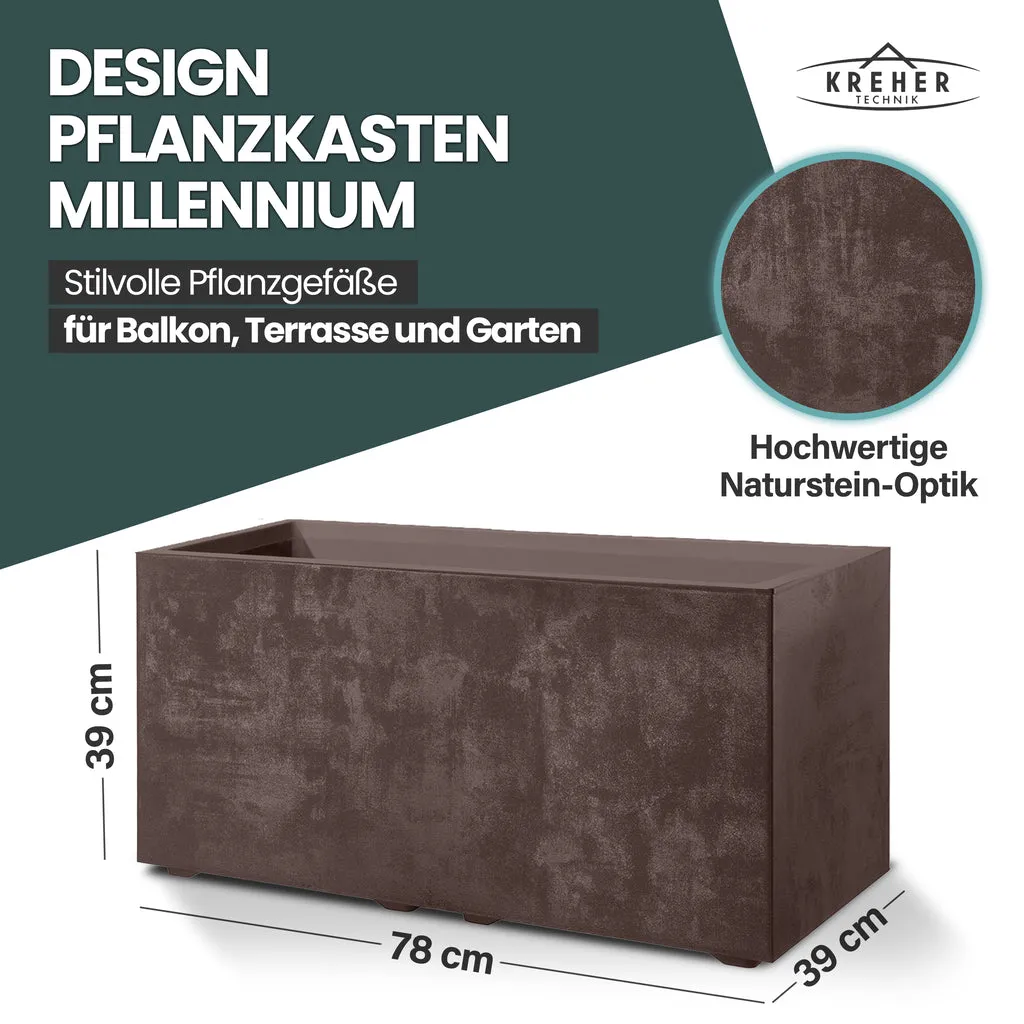 Kreher Millennium Pflanzkübel 73 Liter Braun rechteckig