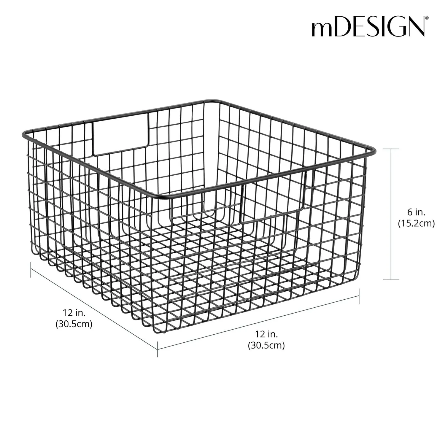 mDesign Drahtkorb Aufbewahrungskorb 4er-Set schwarz mit Griffen