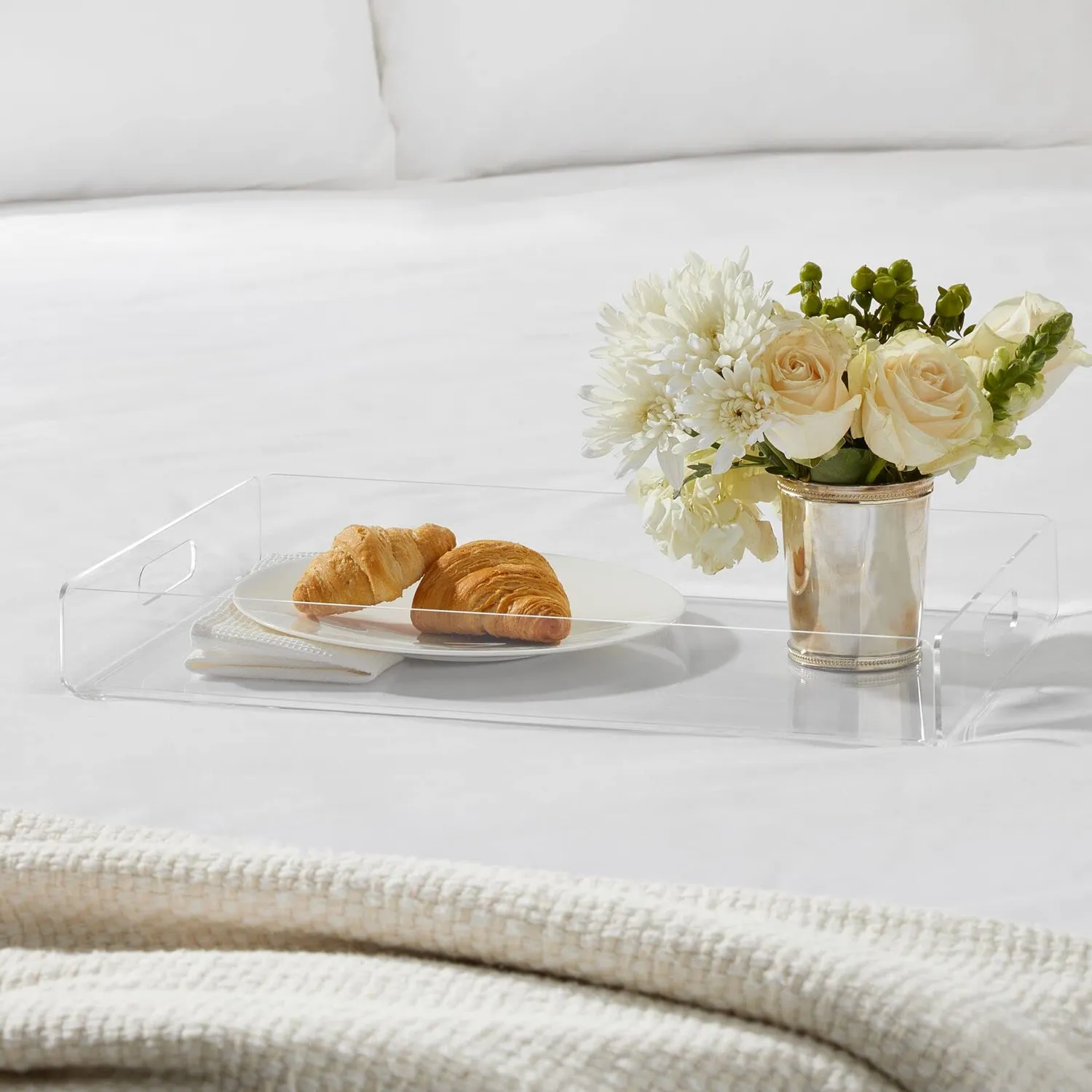 mDesign Serviertablett Transparent 2er Set Griffe