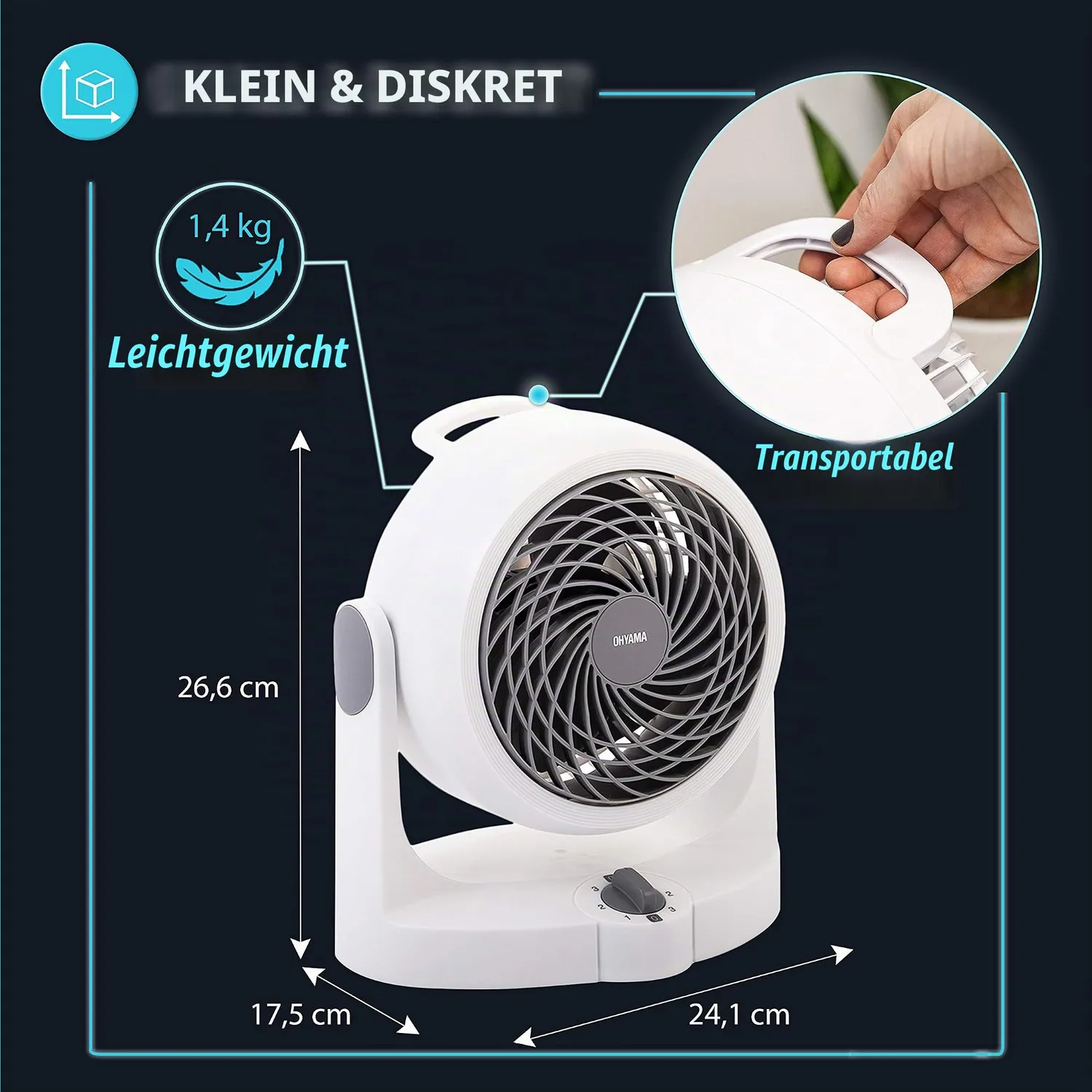 Iris Ohyama Woozoo PCF-HD15N Tischventilator Weiß leise