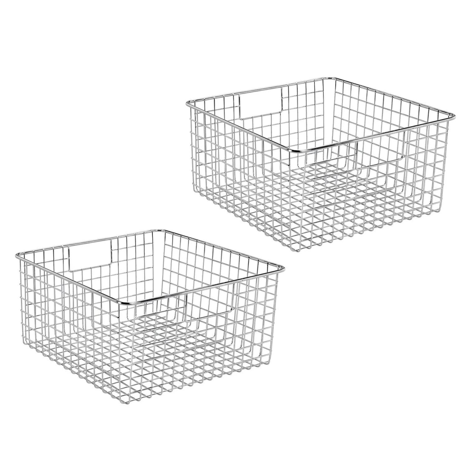 mDesign Drahtkorb Metall chrom 2er-Set groß