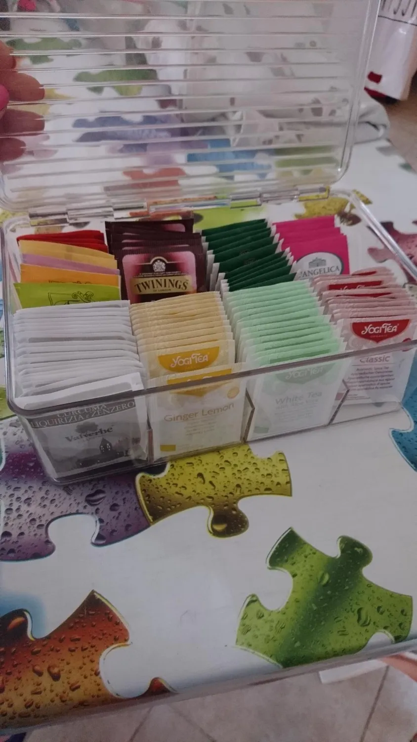 mDesign Küchen Organizer Teebox 8 Fächer transparent