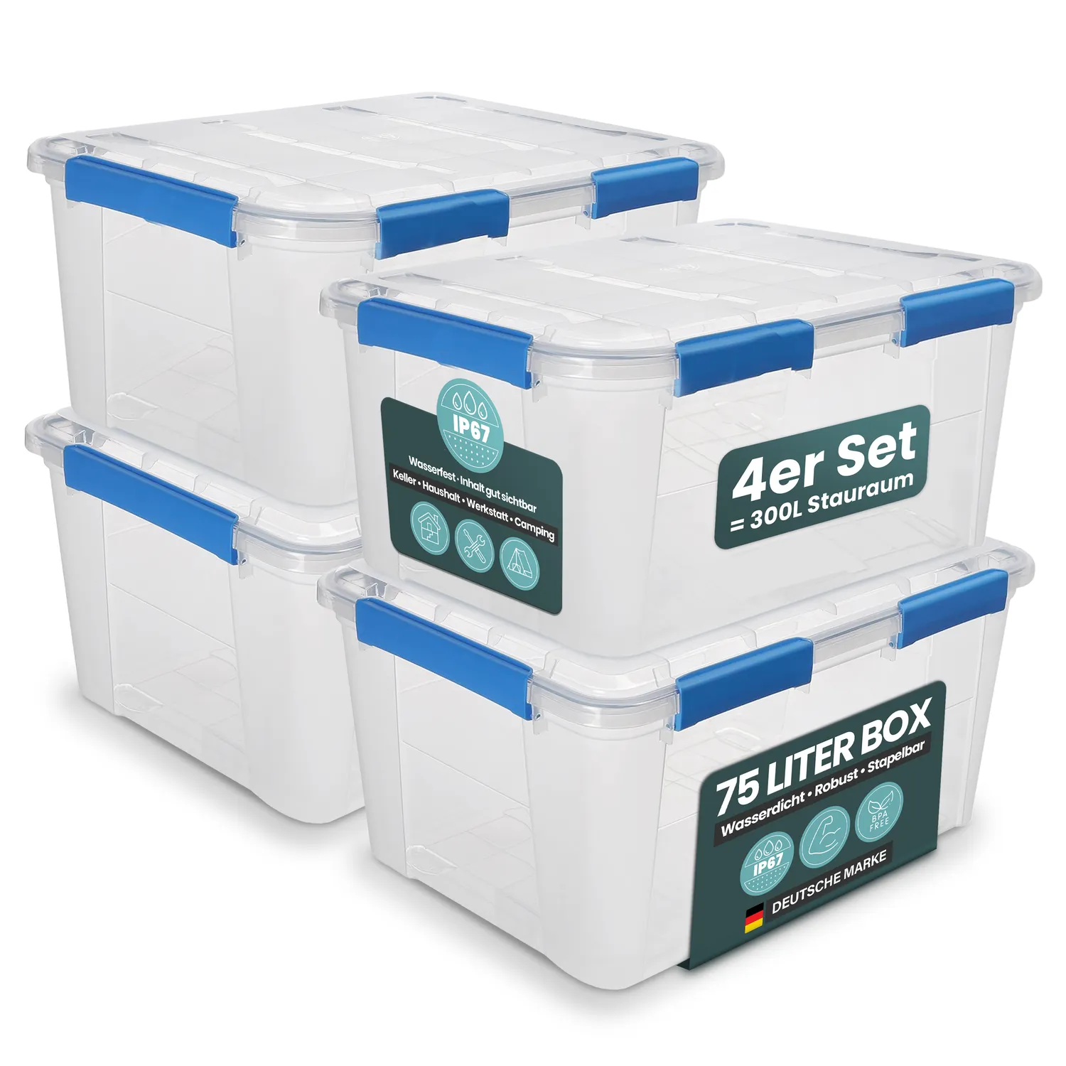 Kreher Box IP67 Aufbewahrungsbox 75 Liter 1er Set wasserdicht