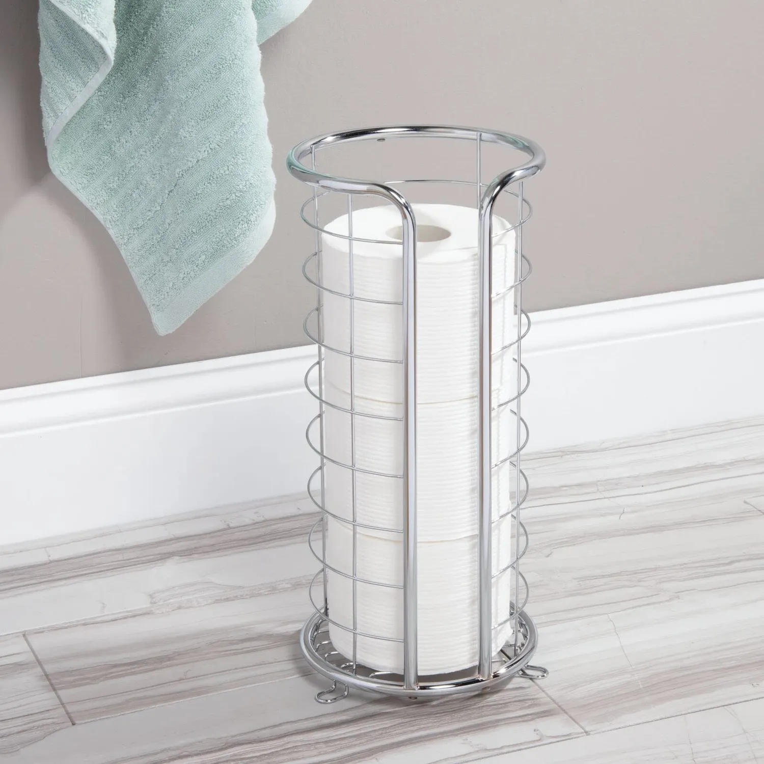 mDesign Toilettenpapierhalter freistehend silber 3 Rollen