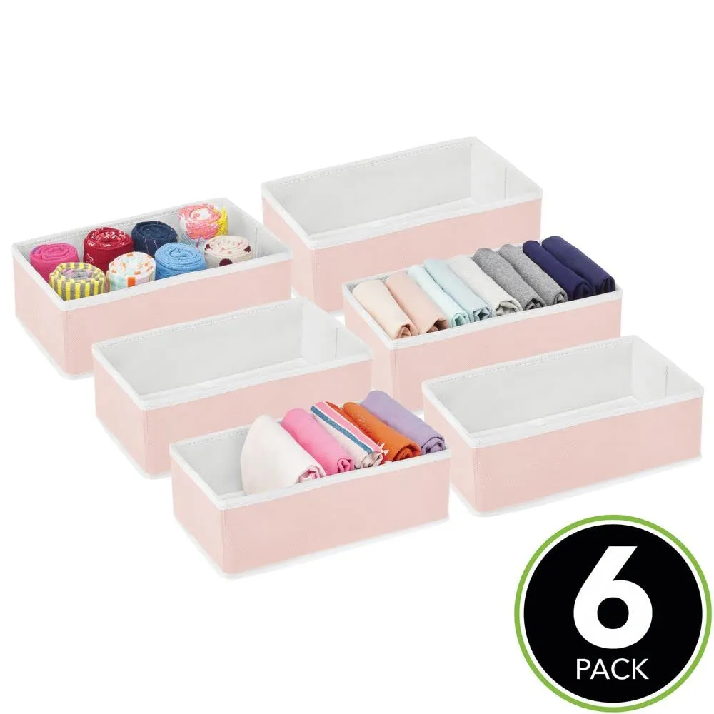 mDesign Organizer Box 6er Set Stoff Kleiderbox rosa weiß Unterwäsche
